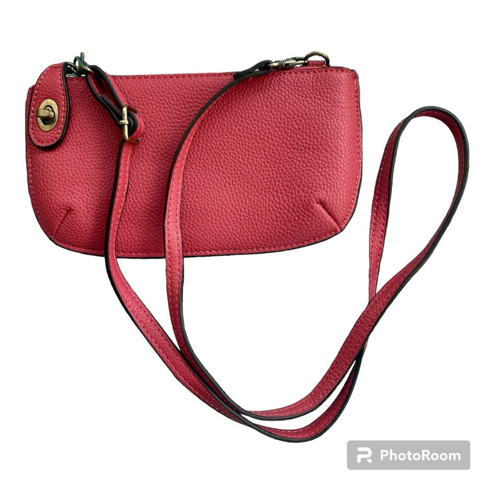 JOY SUSAN mini crossbody/vegan leather/ zipper top/NWOT/$44 on Amazon/deep coral